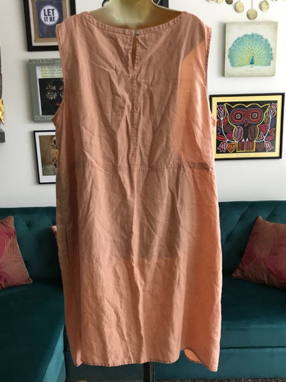 J JILL Love Linen size 3X Pale Orange Sleeveless Dress with Pockets - Picture 3 of 5